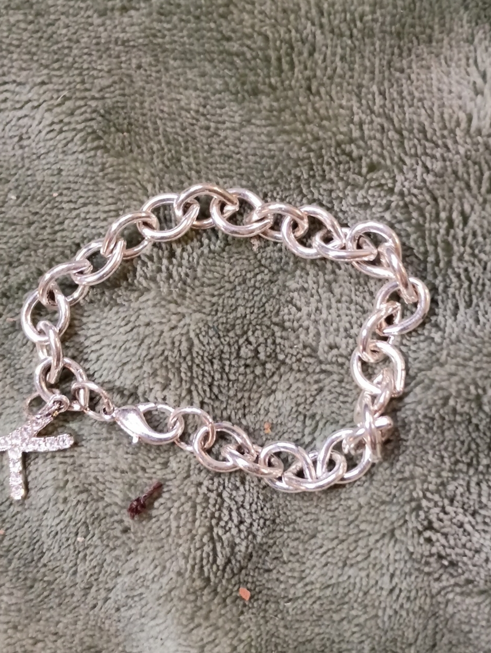 Silver Link Chain Bracelet with The Letter K  Charm
